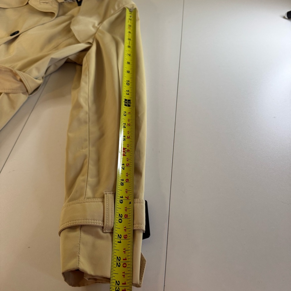 Joan Rivers Trench Rain Coat Beige Womens Small Button Front Pockets Belt Loops - Picture 13 of 14